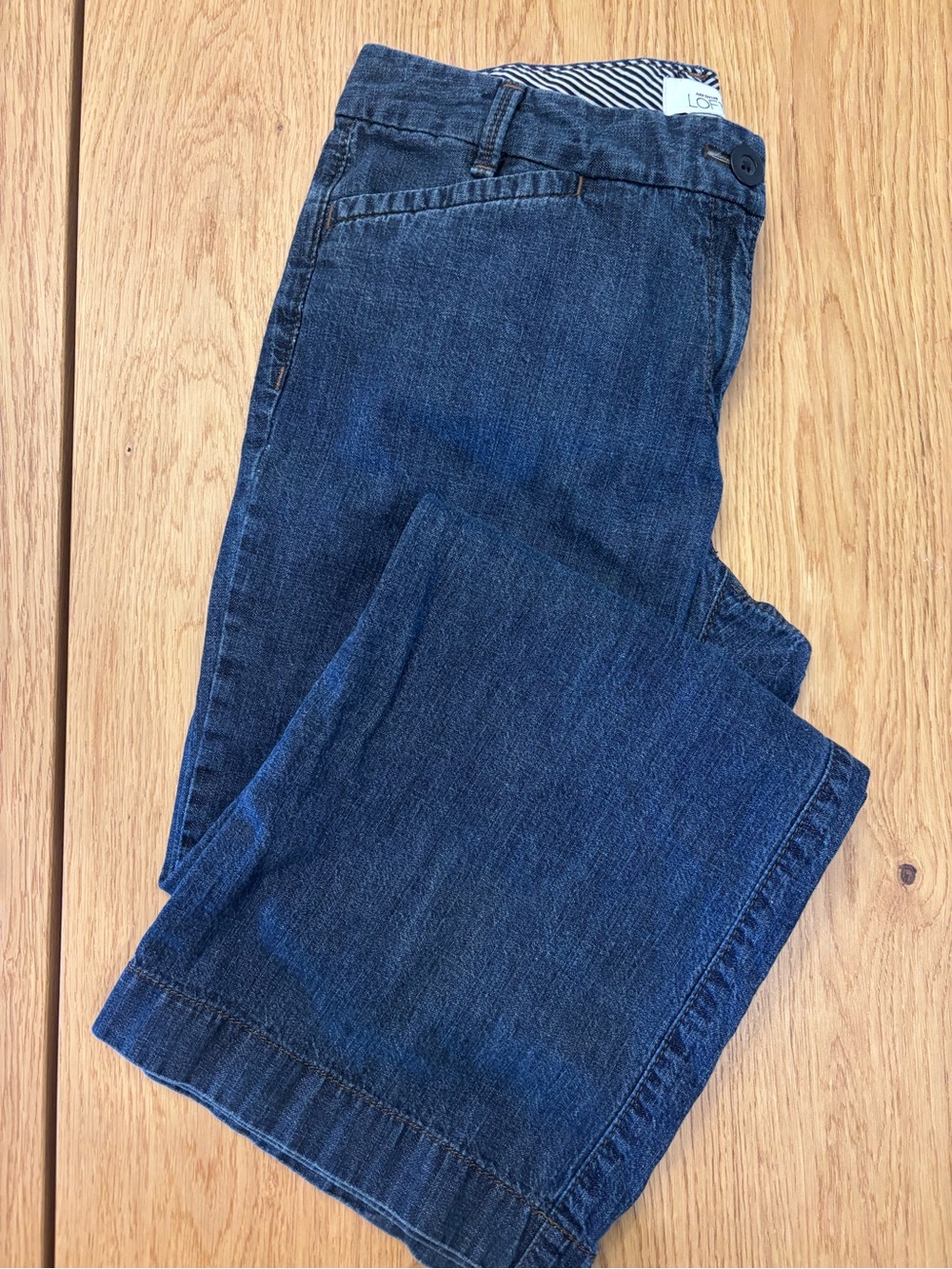 LOFT Wide-Leg Jeans in Deep Blue Denim
